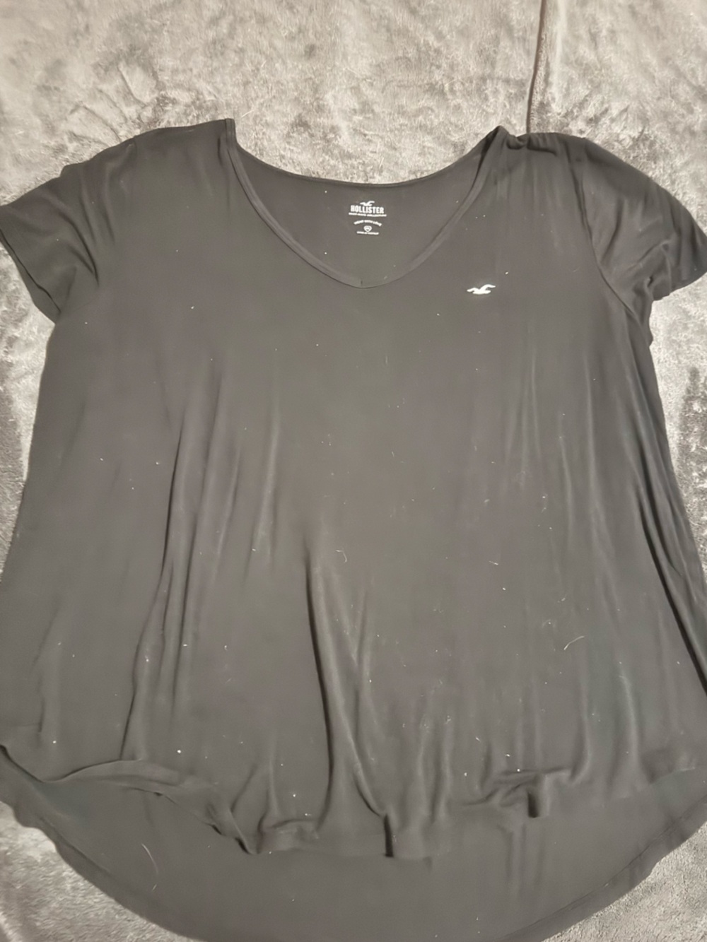 🔥 Hollister XXL Black Easy V-Neck Short Sleeve Flowy Tee